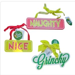 NWT The Grinch Dr.Seuss Ornaments Wall Hanging Decor